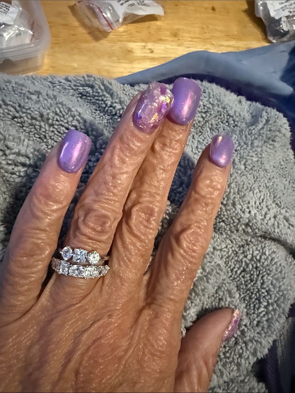 Gorgeous BP Rhodium plated CZ double band Set “Graceful Details”